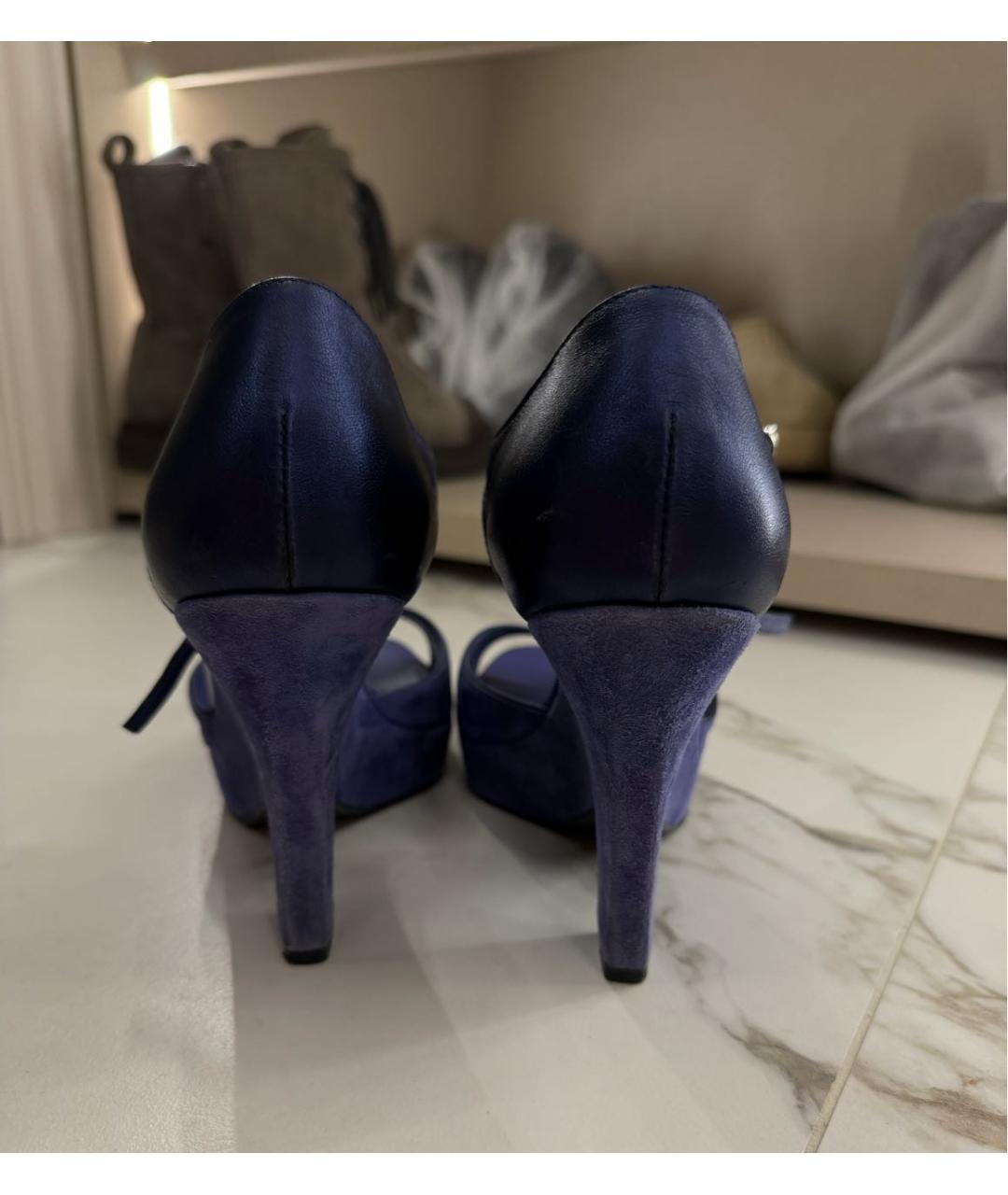 TOD'S Темно-синие замшевые босоножки, фото 4