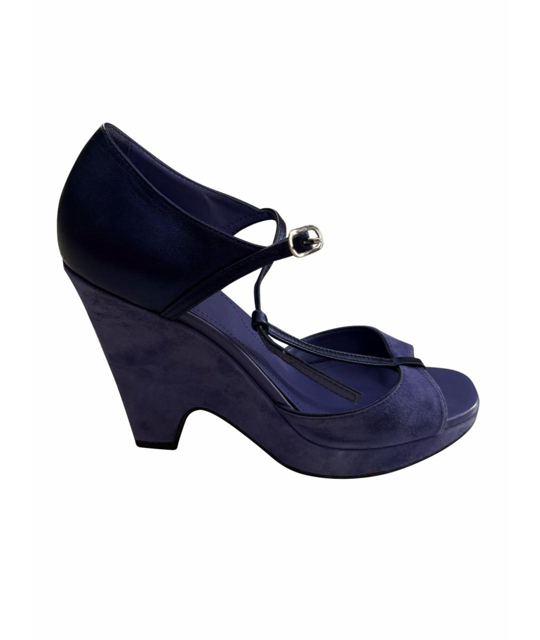 TOD'S Темно-синие замшевые босоножки, фото 5