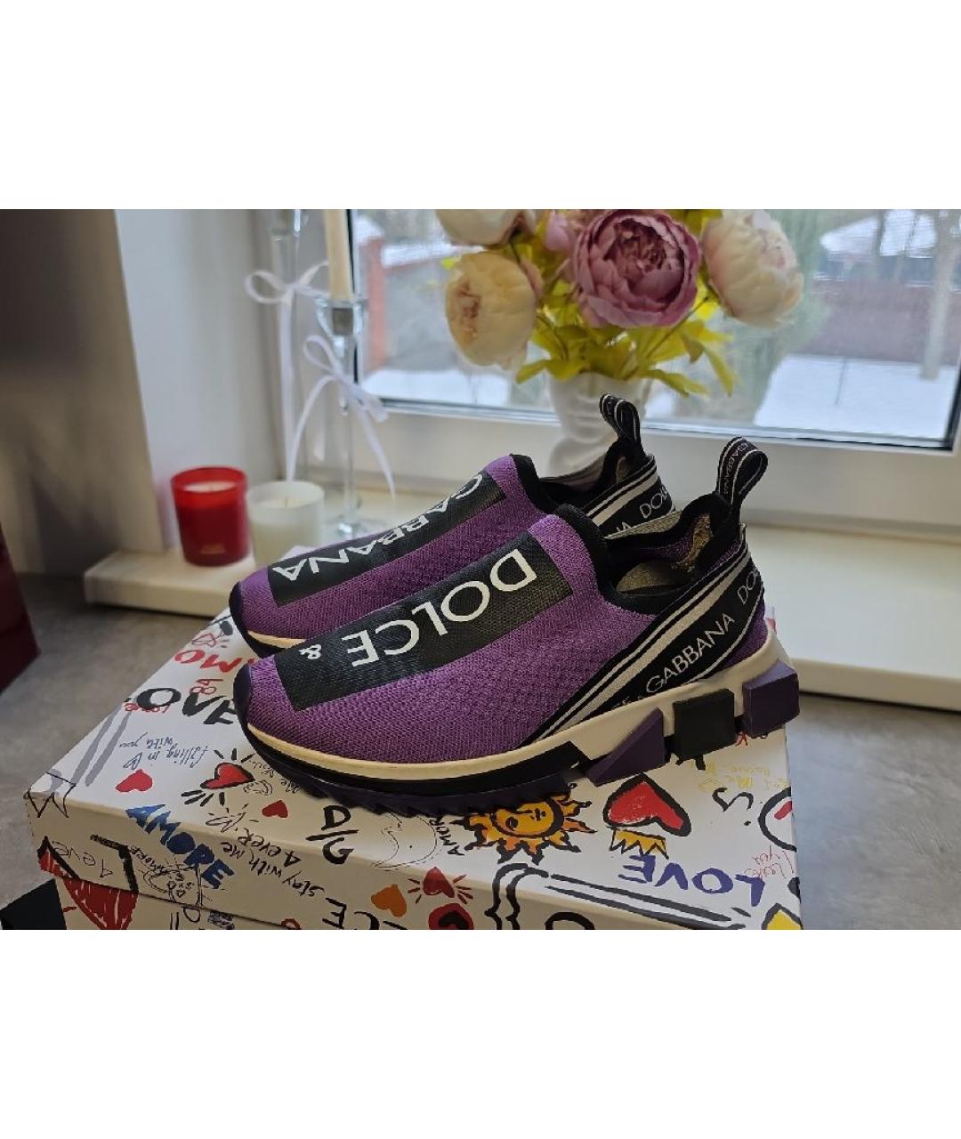 DOLCE&GABBANA Фиолетовые текстильные кроссовки, фото 5