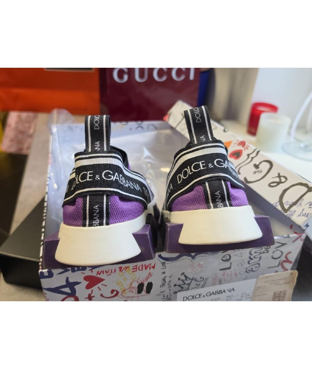 DOLCE&GABBANA Фиолетовые текстильные кроссовки, фото 3