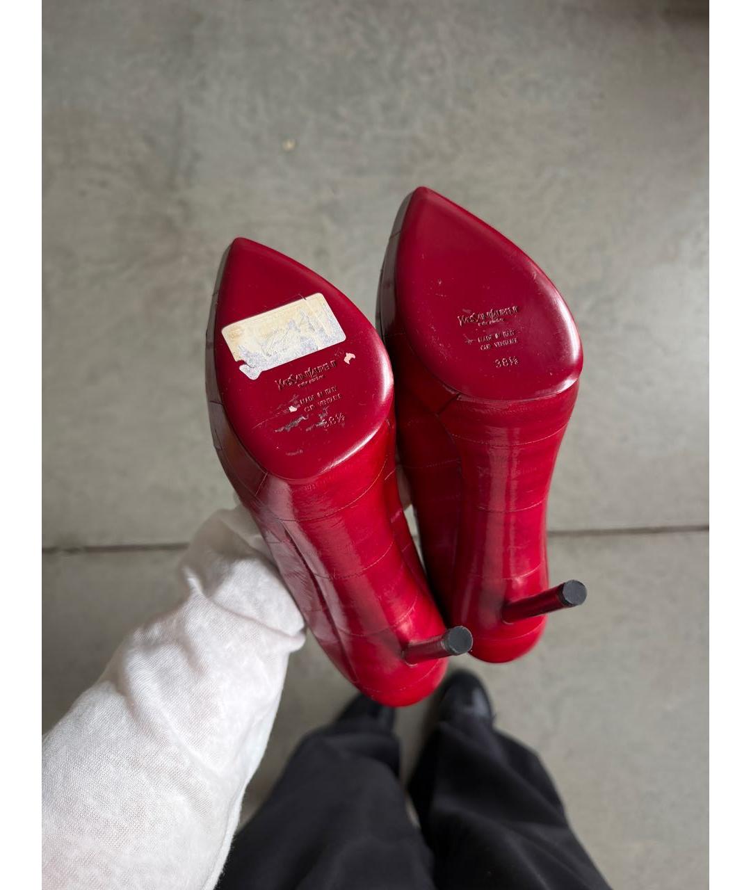 SAINT LAURENT Бордовые кожаные туфли, фото 4