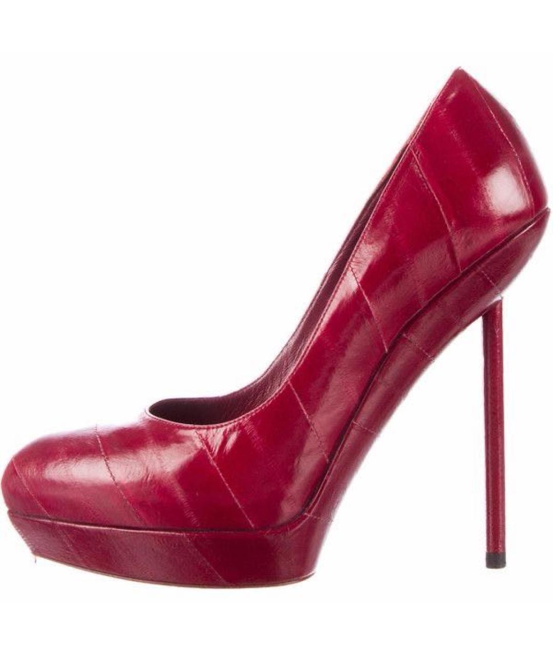 SAINT LAURENT Бордовые кожаные туфли, фото 6