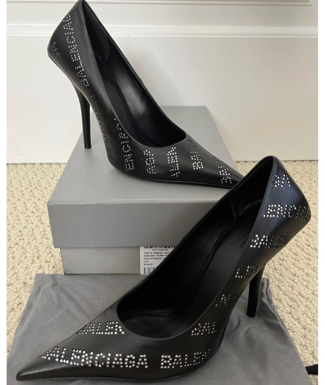 BALENCIAGA Черные кожаные туфли, фото 6