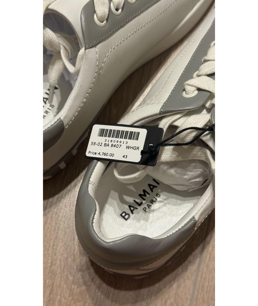 BALMAIN Белые кожаные низкие кроссовки / кеды, фото 5