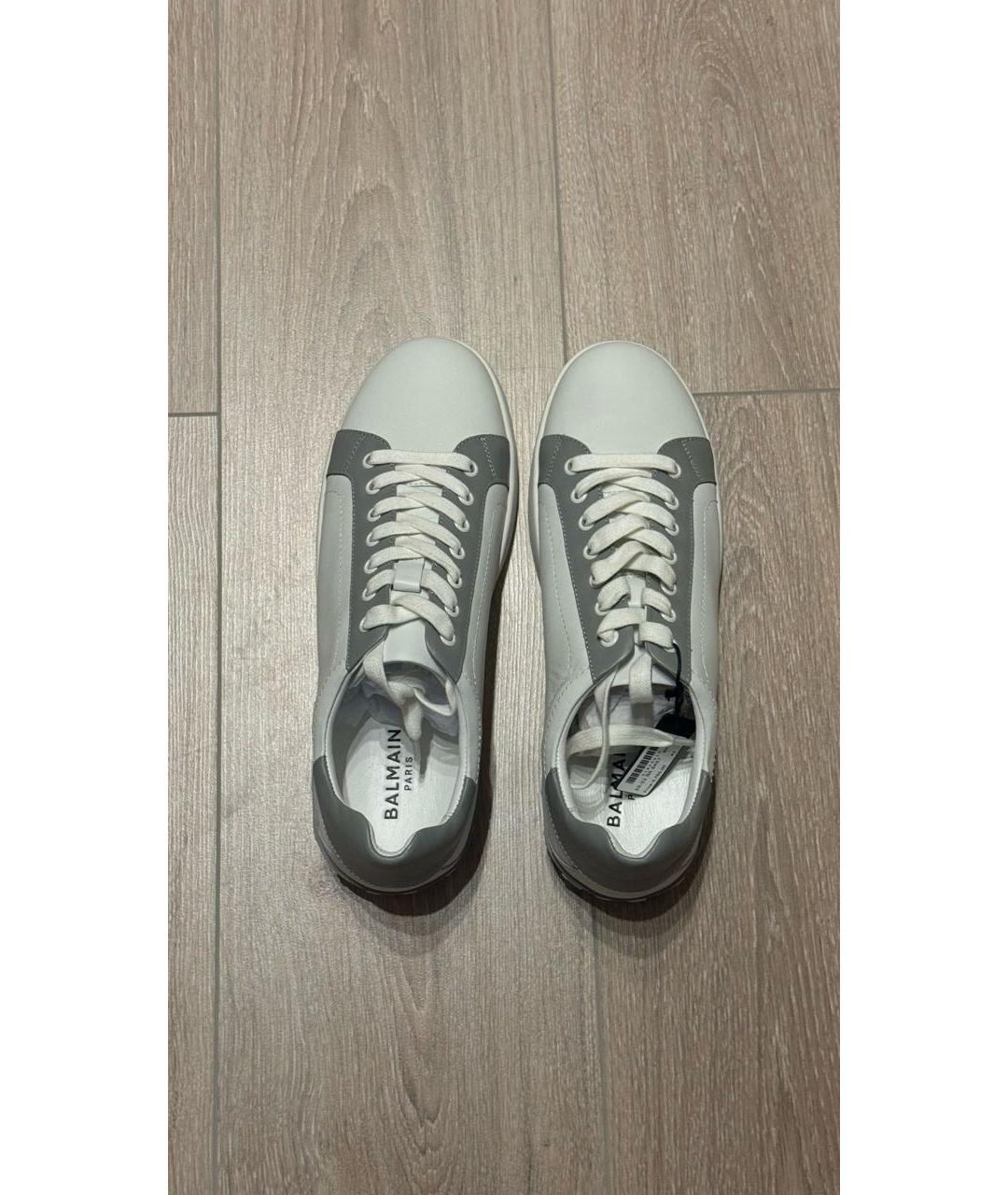 BALMAIN Белые кожаные низкие кроссовки / кеды, фото 3