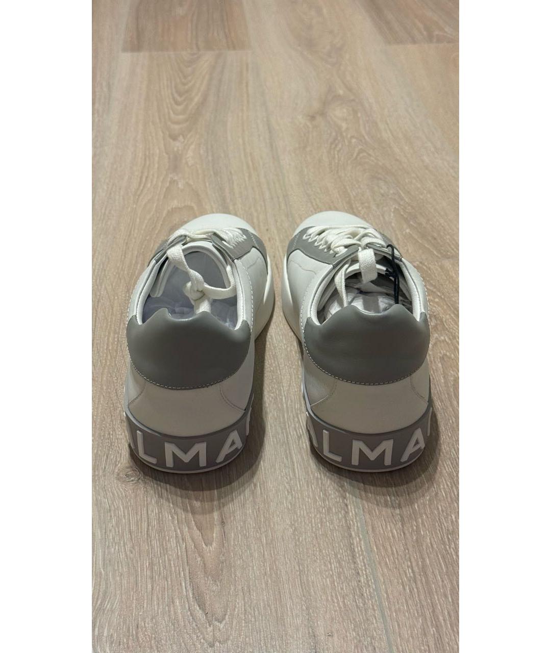 BALMAIN Белые кожаные низкие кроссовки / кеды, фото 4