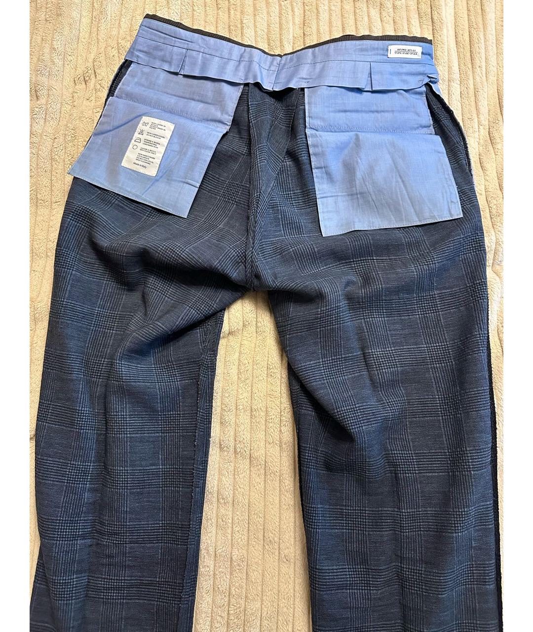 STEFANO RICCI Темно-синие шерстяные повседневные брюки, фото 3