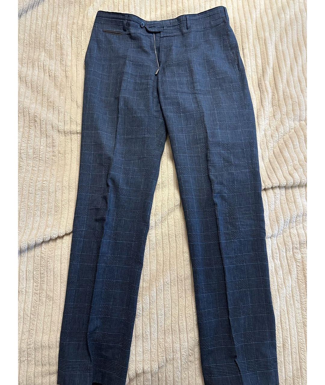 STEFANO RICCI Темно-синие шерстяные повседневные брюки, фото 8