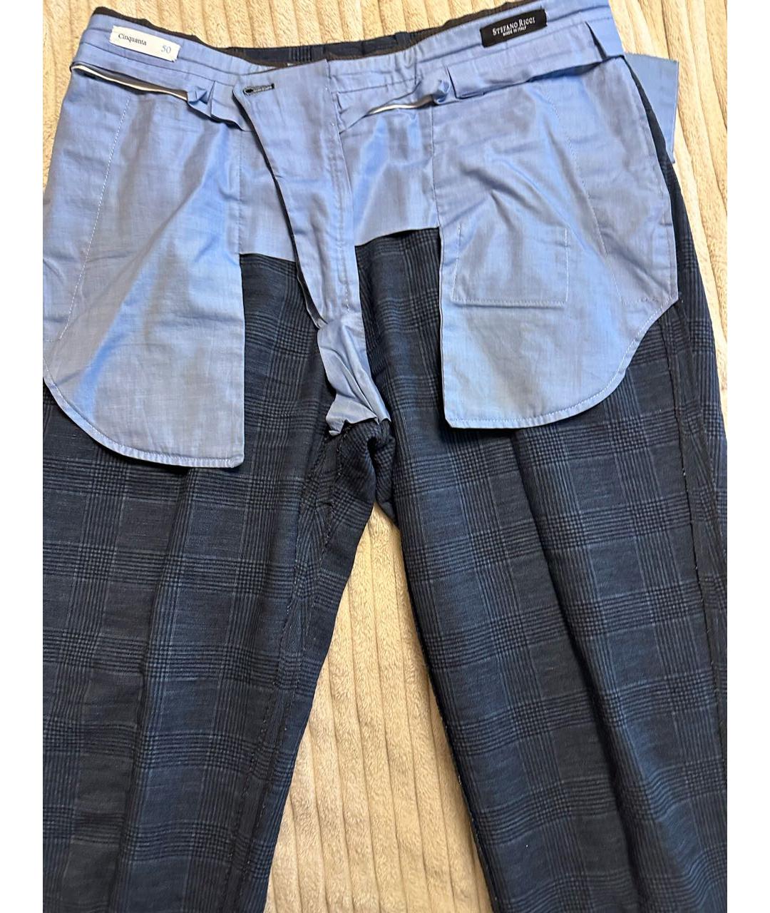 STEFANO RICCI Темно-синие шерстяные повседневные брюки, фото 4