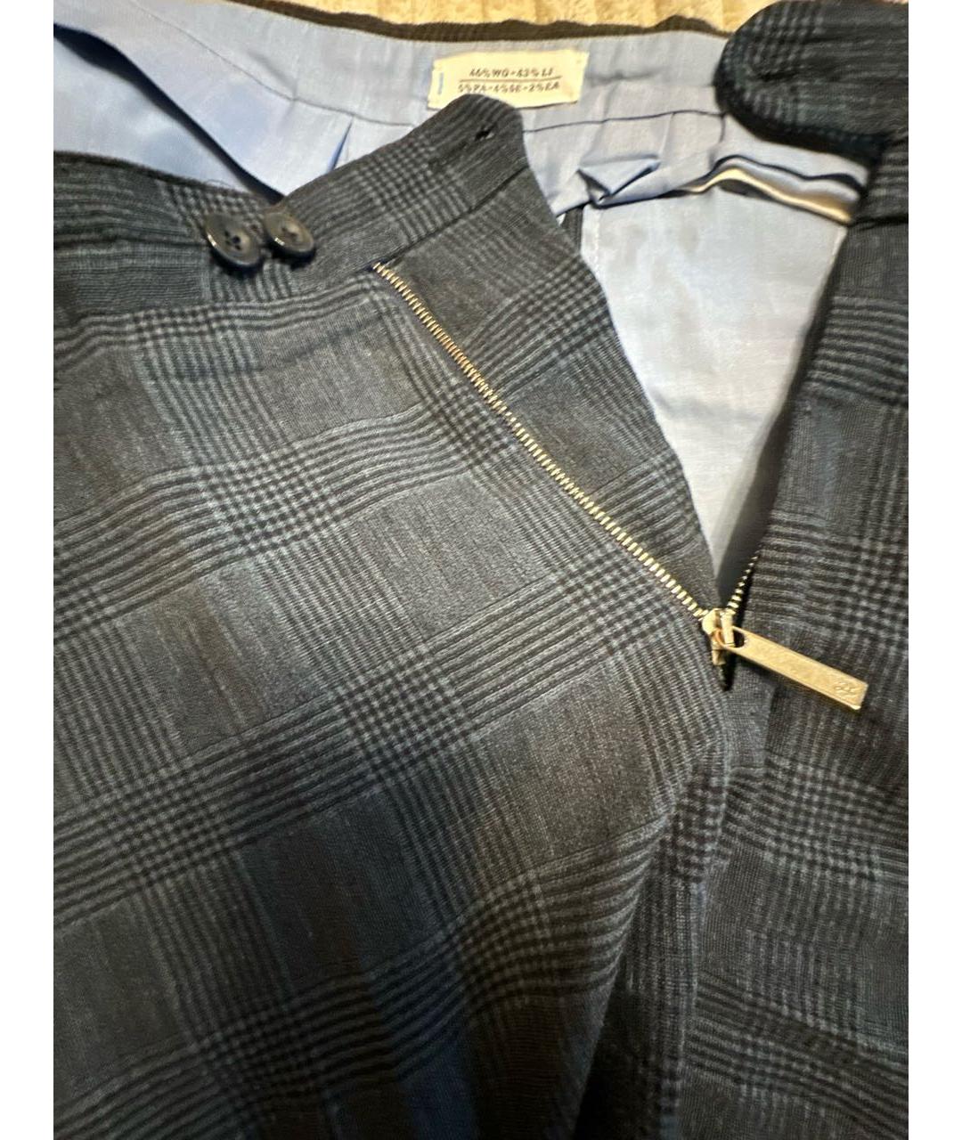 STEFANO RICCI Темно-синие шерстяные повседневные брюки, фото 6