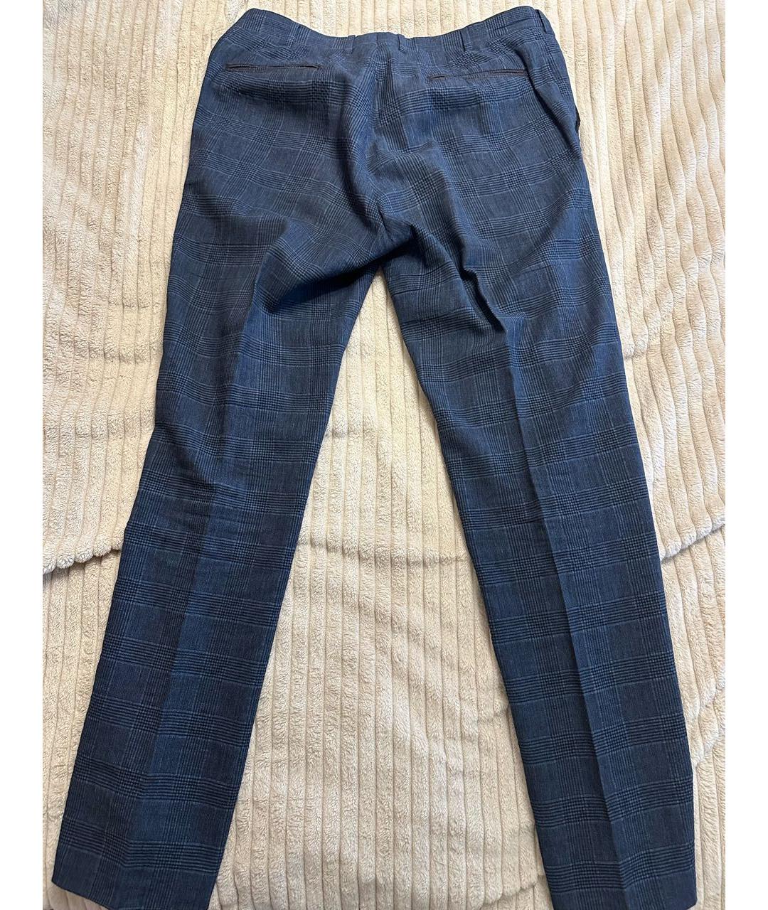 STEFANO RICCI Темно-синие шерстяные повседневные брюки, фото 2