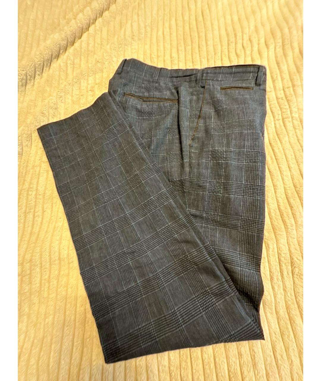 STEFANO RICCI Темно-синие шерстяные повседневные брюки, фото 7