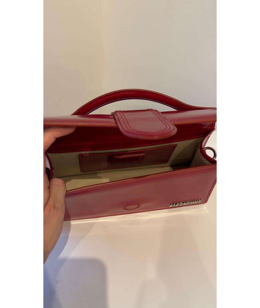 JACQUEMUS Красная сумка с короткими ручками из лакированной кожи, фото 4