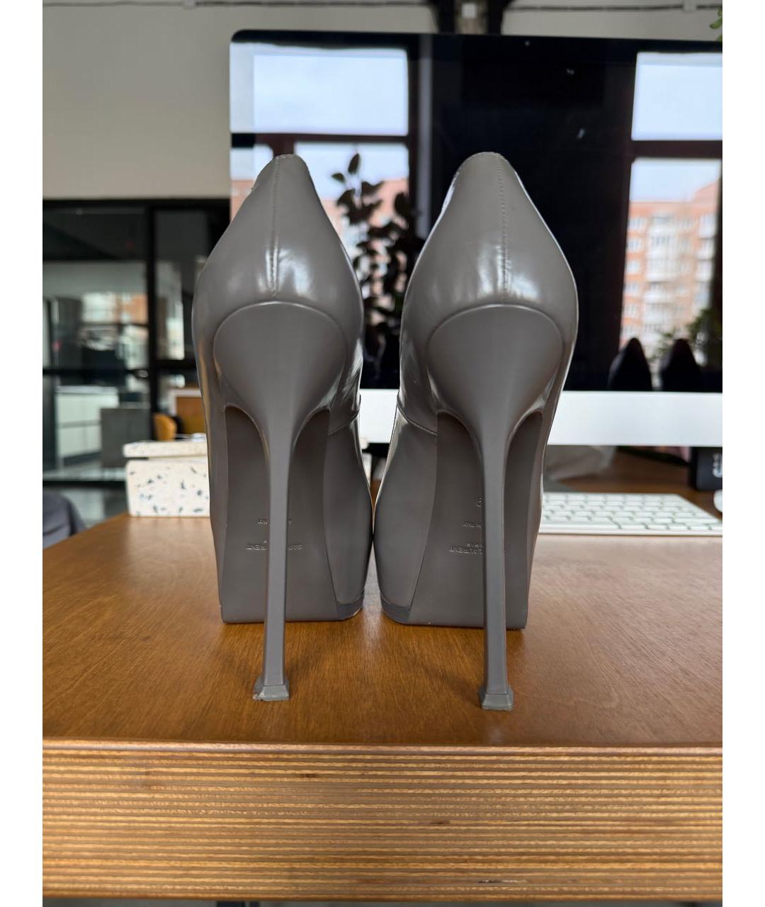 SAINT LAURENT Серые кожаные туфли, фото 4