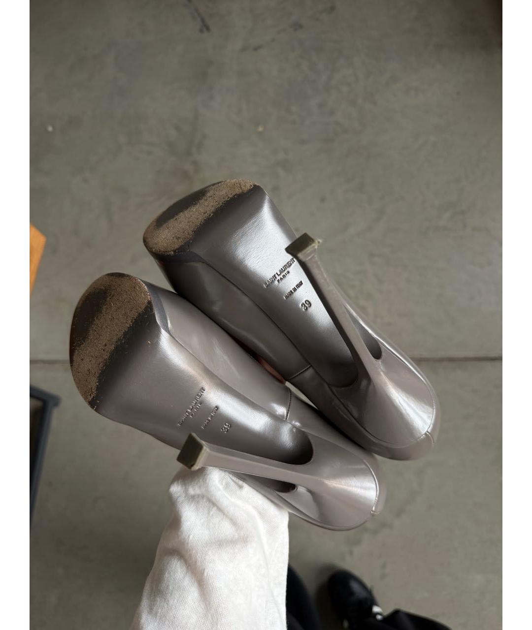 SAINT LAURENT Серые кожаные туфли, фото 5