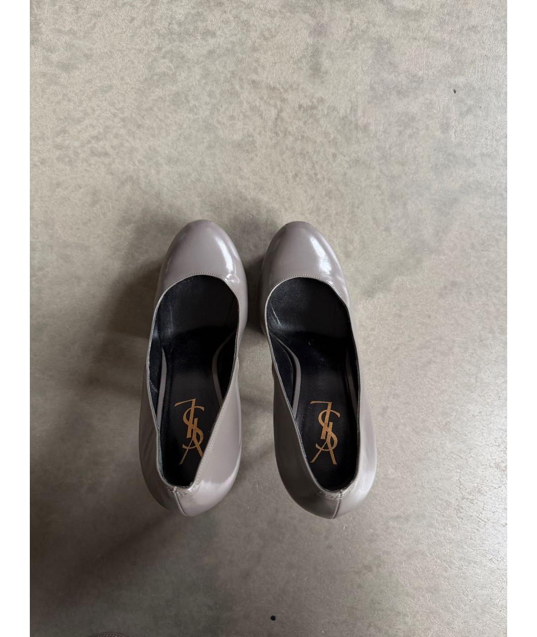 SAINT LAURENT Серые кожаные туфли, фото 3