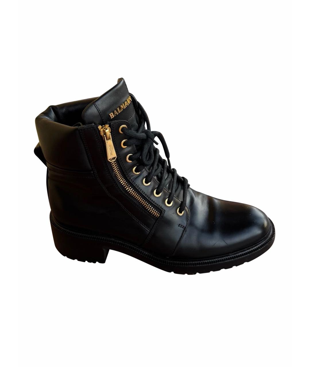BALMAIN Черные кожаные ботинки, фото 1