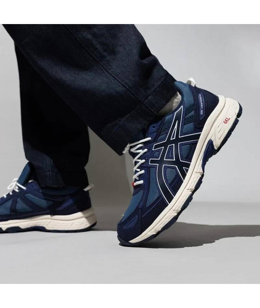 ASICS Темно-синие текстильные низкие кроссовки / кеды, фото 5