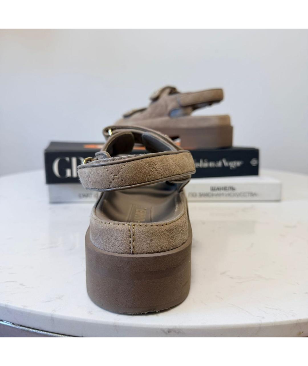 CHANEL Коричневые замшевые сабо, фото 4