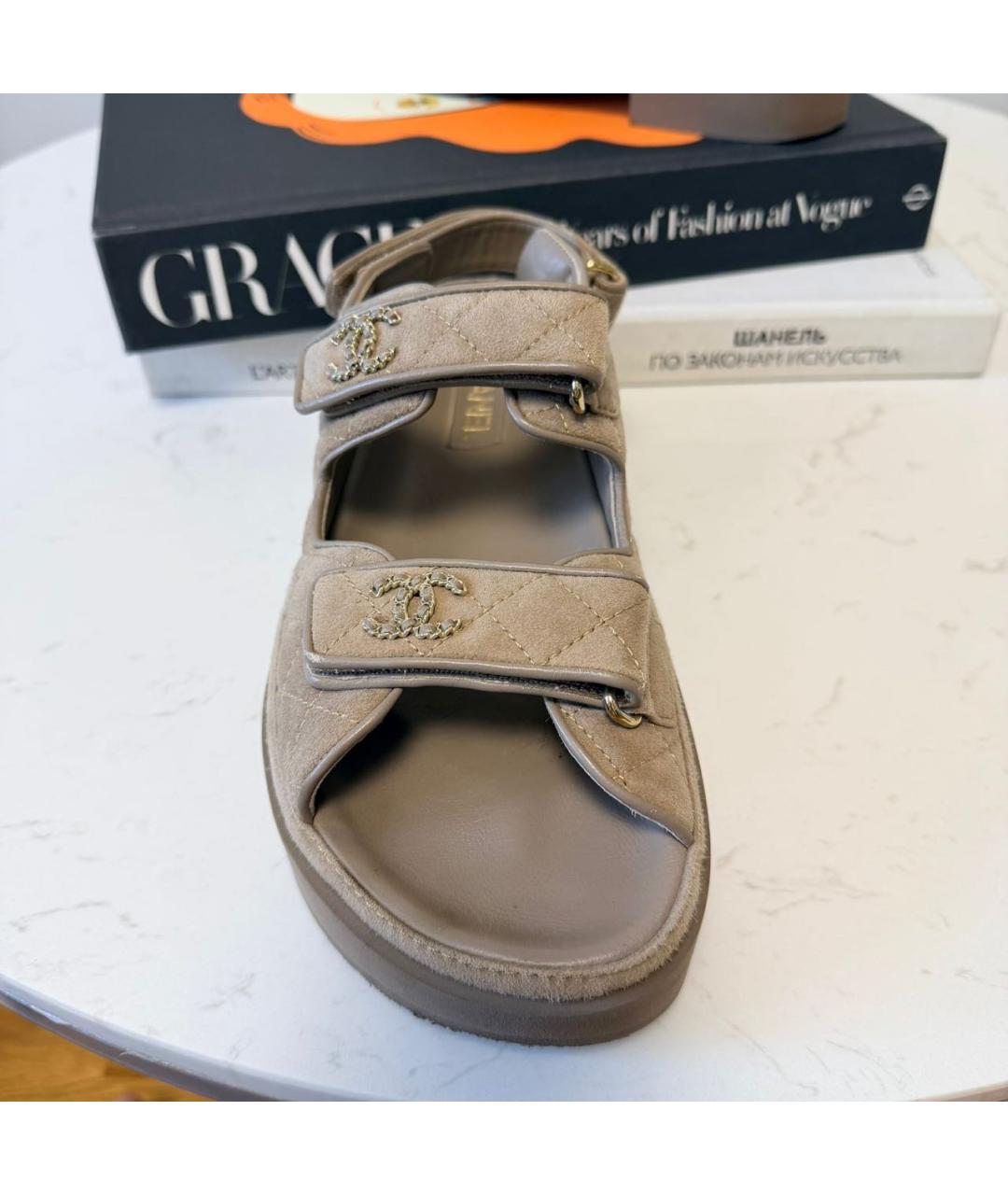 CHANEL Коричневые замшевые сабо, фото 3
