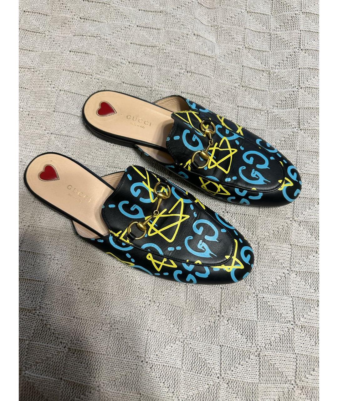 GUCCI Синие кожаные мюли, фото 4