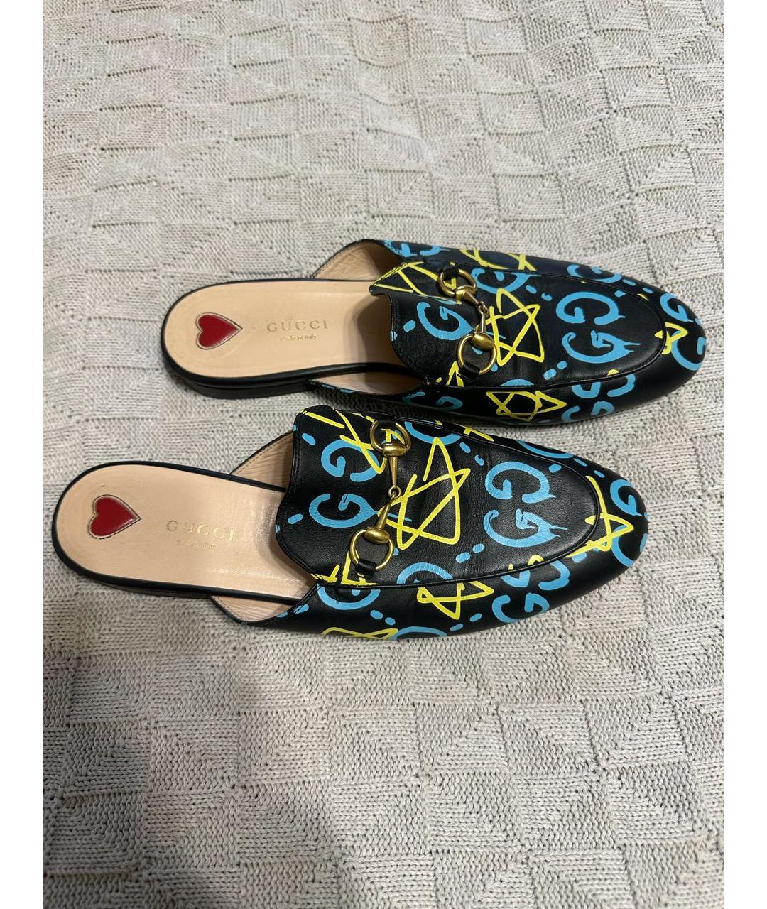 GUCCI Синие кожаные мюли, фото 5