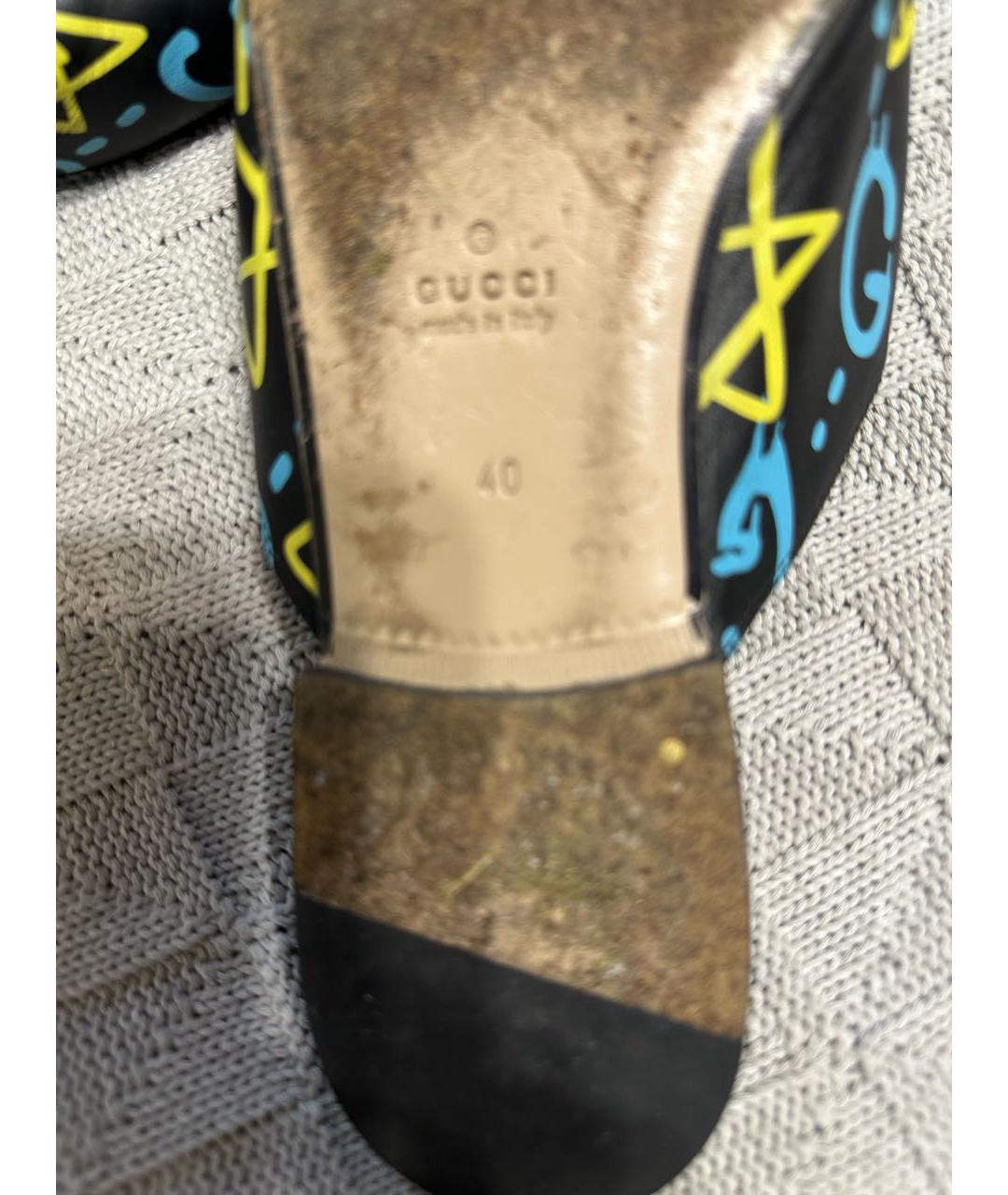 GUCCI Синие кожаные мюли, фото 3