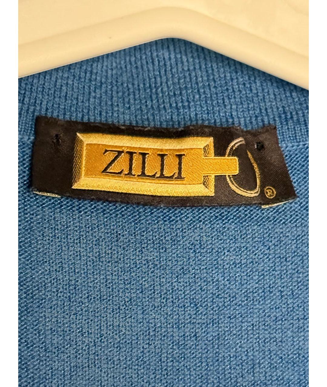 ZILLI Голубое хлопковое поло с коротким рукавом, фото 5