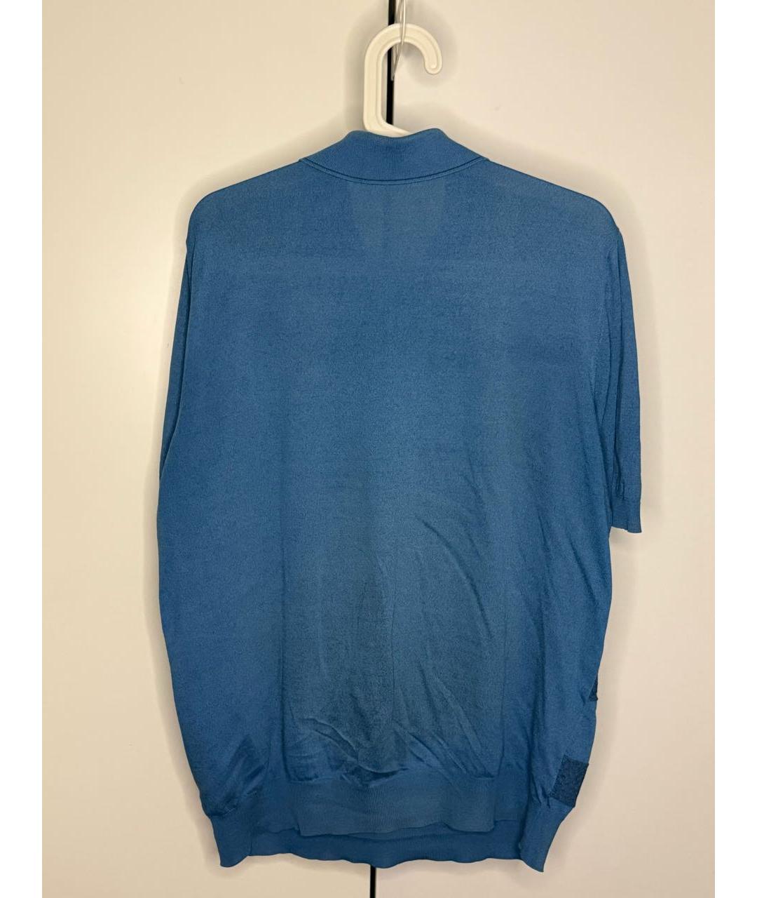 ZILLI Голубое хлопковое поло с коротким рукавом, фото 2