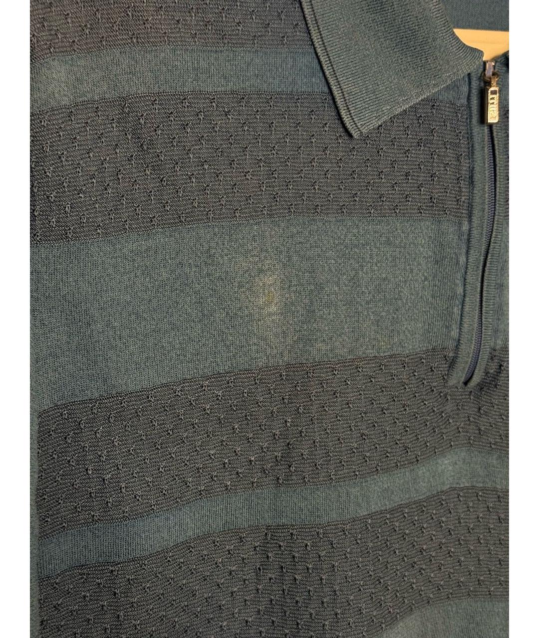 ZILLI Голубое хлопковое поло с коротким рукавом, фото 4