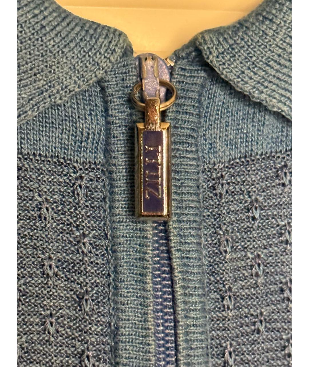 ZILLI Голубое хлопковое поло с коротким рукавом, фото 3