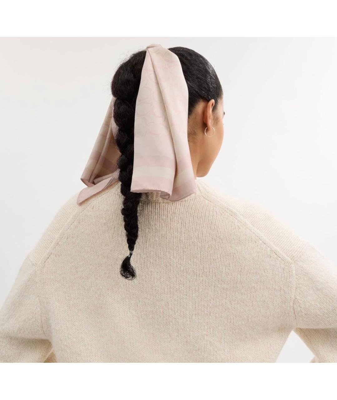 COACH Розовый шелковый платок, фото 4