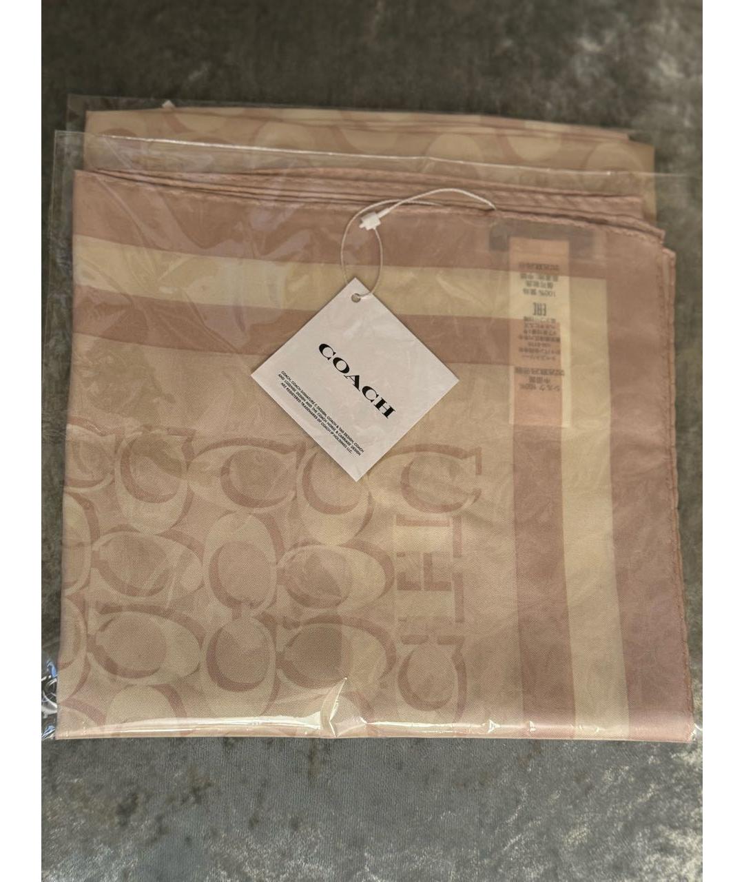 COACH Розовый шелковый платок, фото 2