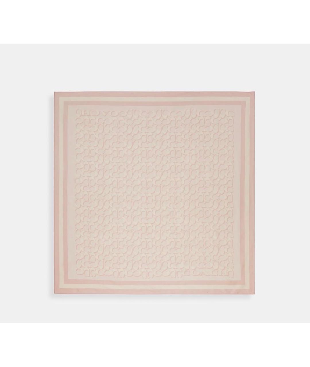 COACH Розовый шелковый платок, фото 5