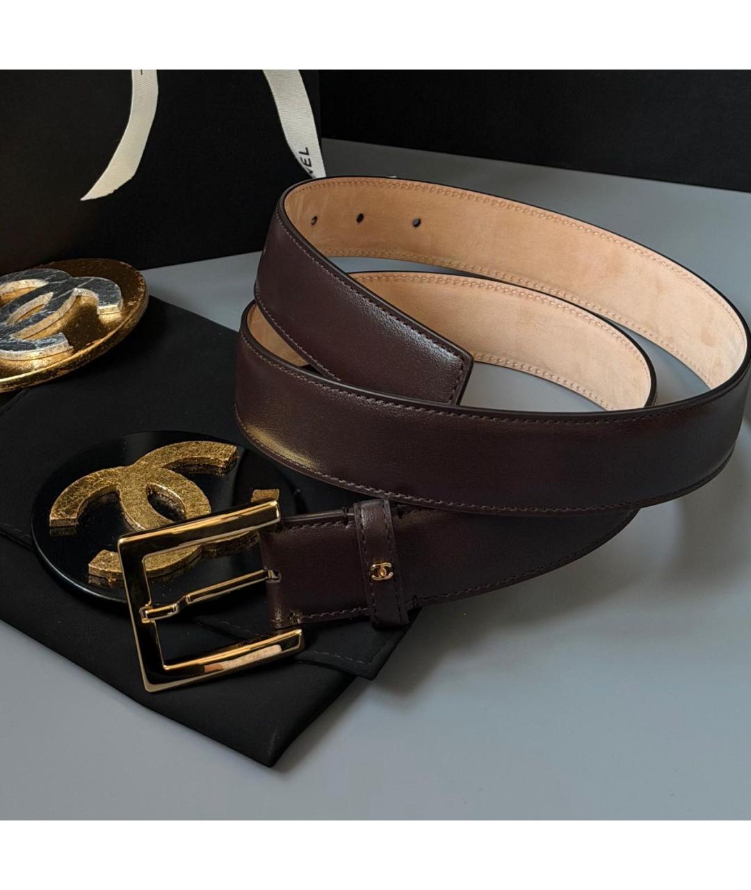 CHANEL Коричневый кожаный ремень, фото 3