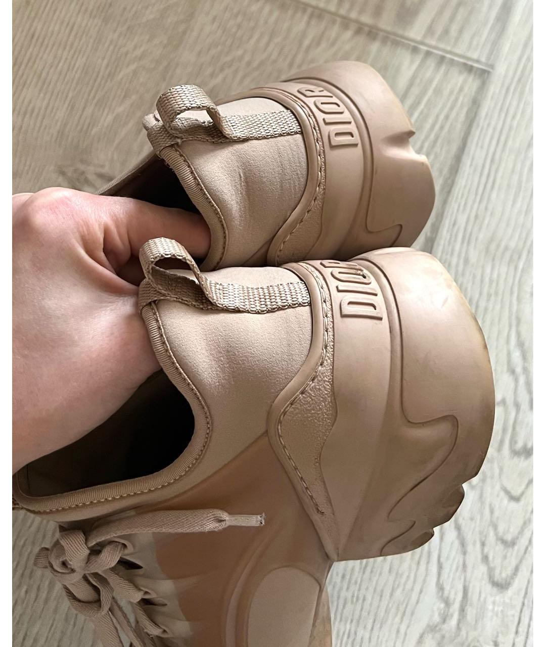 CHRISTIAN DIOR Бежевые кожаные кроссовки, фото 3