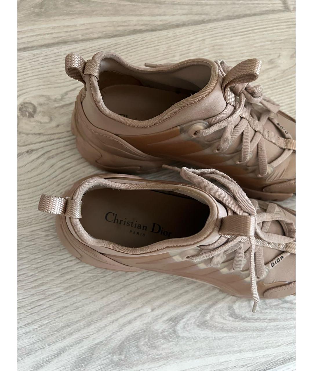 CHRISTIAN DIOR Бежевые кожаные кроссовки, фото 2