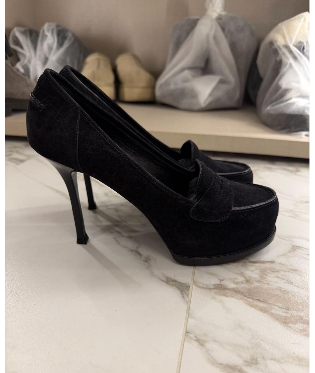 SAINT LAURENT Черные замшевые туфли, фото 5