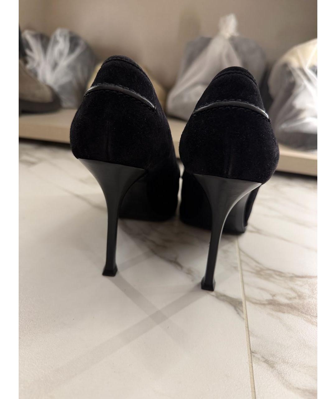SAINT LAURENT Черные замшевые туфли, фото 4