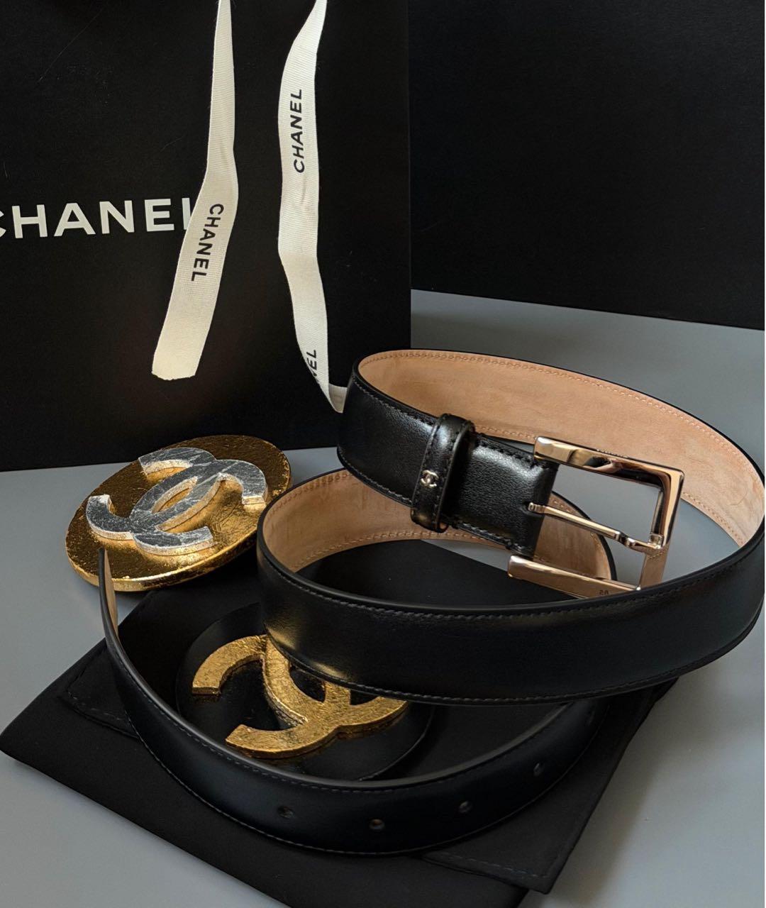 CHANEL Черный кожаный ремень, фото 2