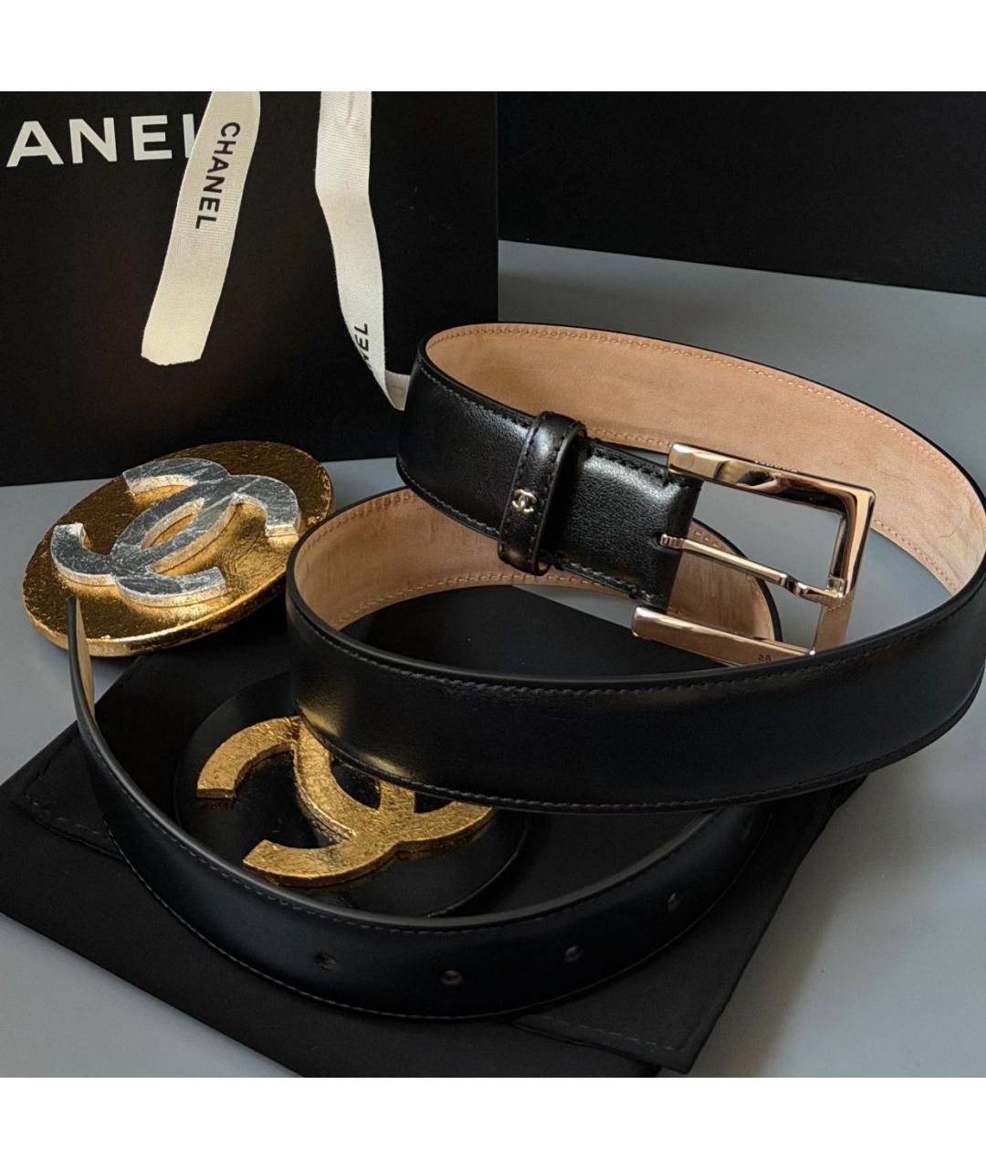 CHANEL Черный кожаный ремень, фото 3