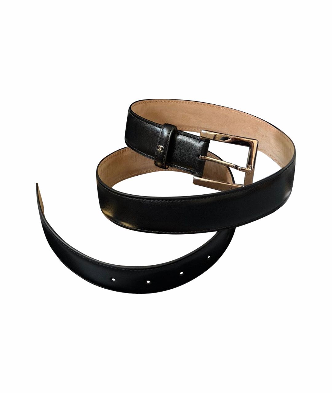 CHANEL Черный кожаный ремень, фото 1