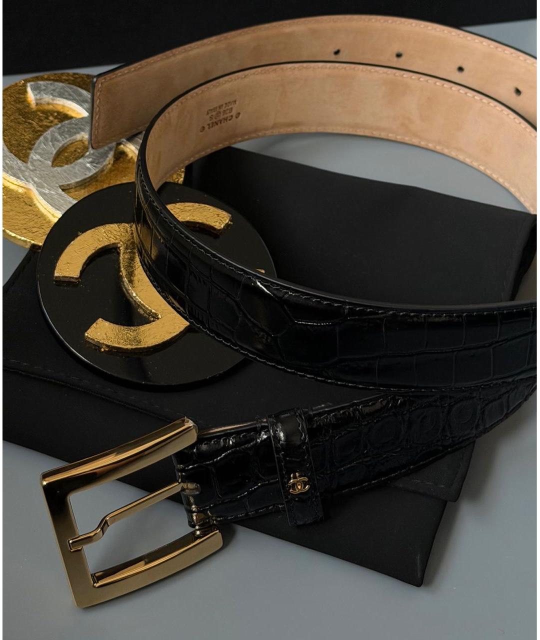 CHANEL Черный кожаный ремень, фото 3