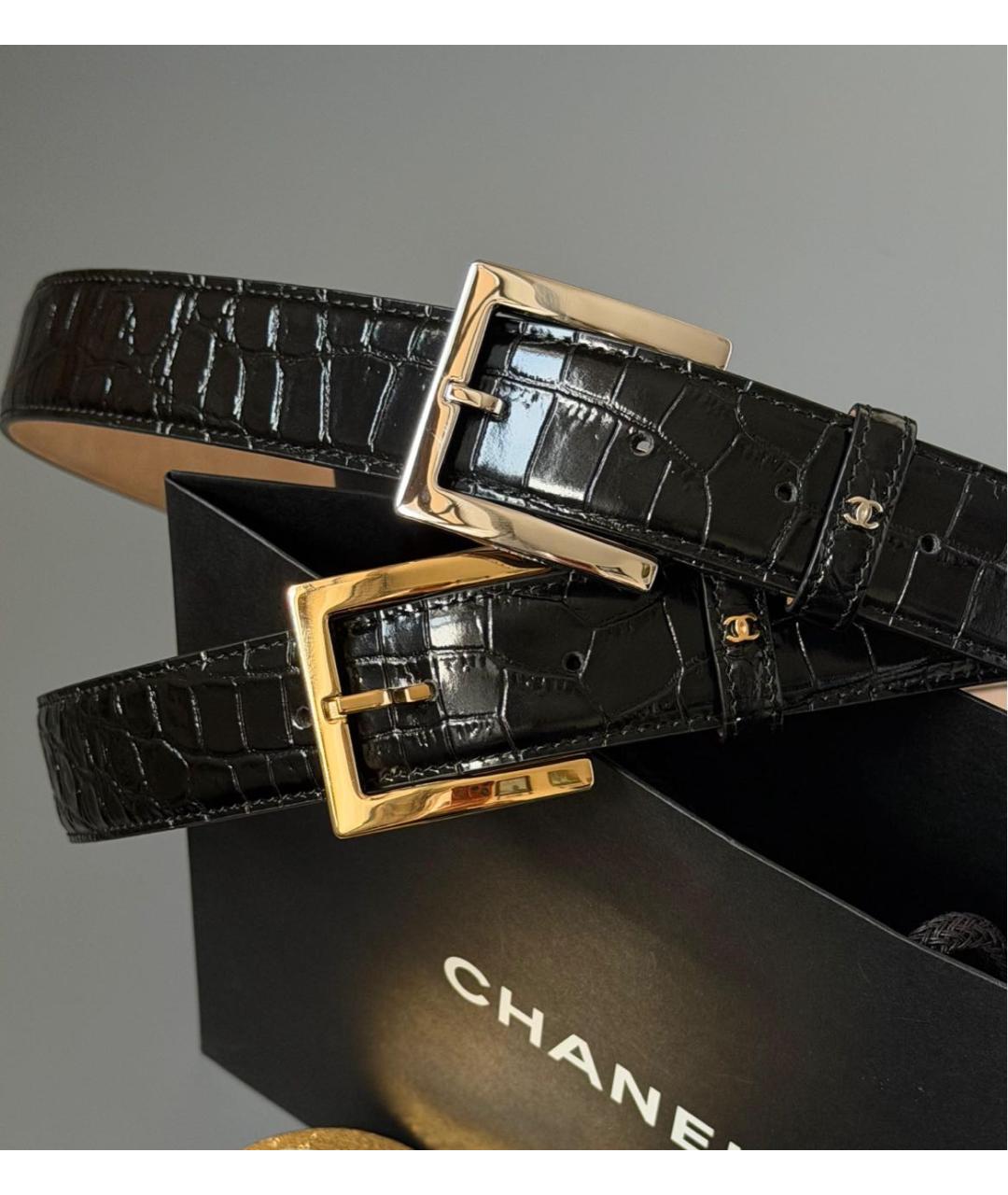 CHANEL Черный кожаный ремень, фото 2