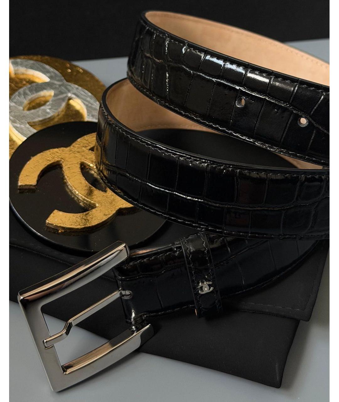 CHANEL Черный кожаный ремень, фото 3