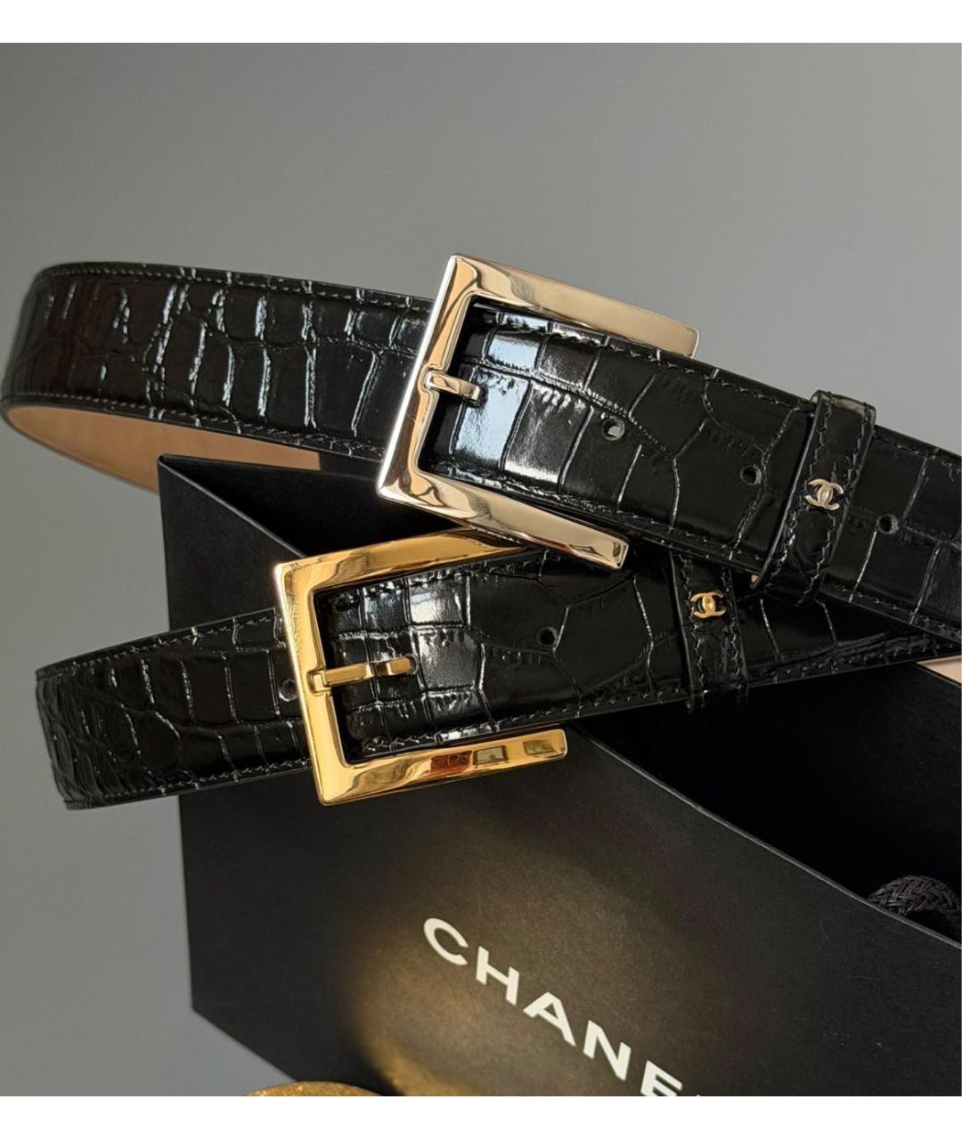 CHANEL Черный кожаный ремень, фото 2