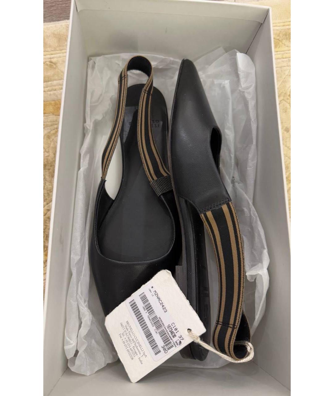 BRUNELLO CUCINELLI Черные кожаные мюли, фото 3