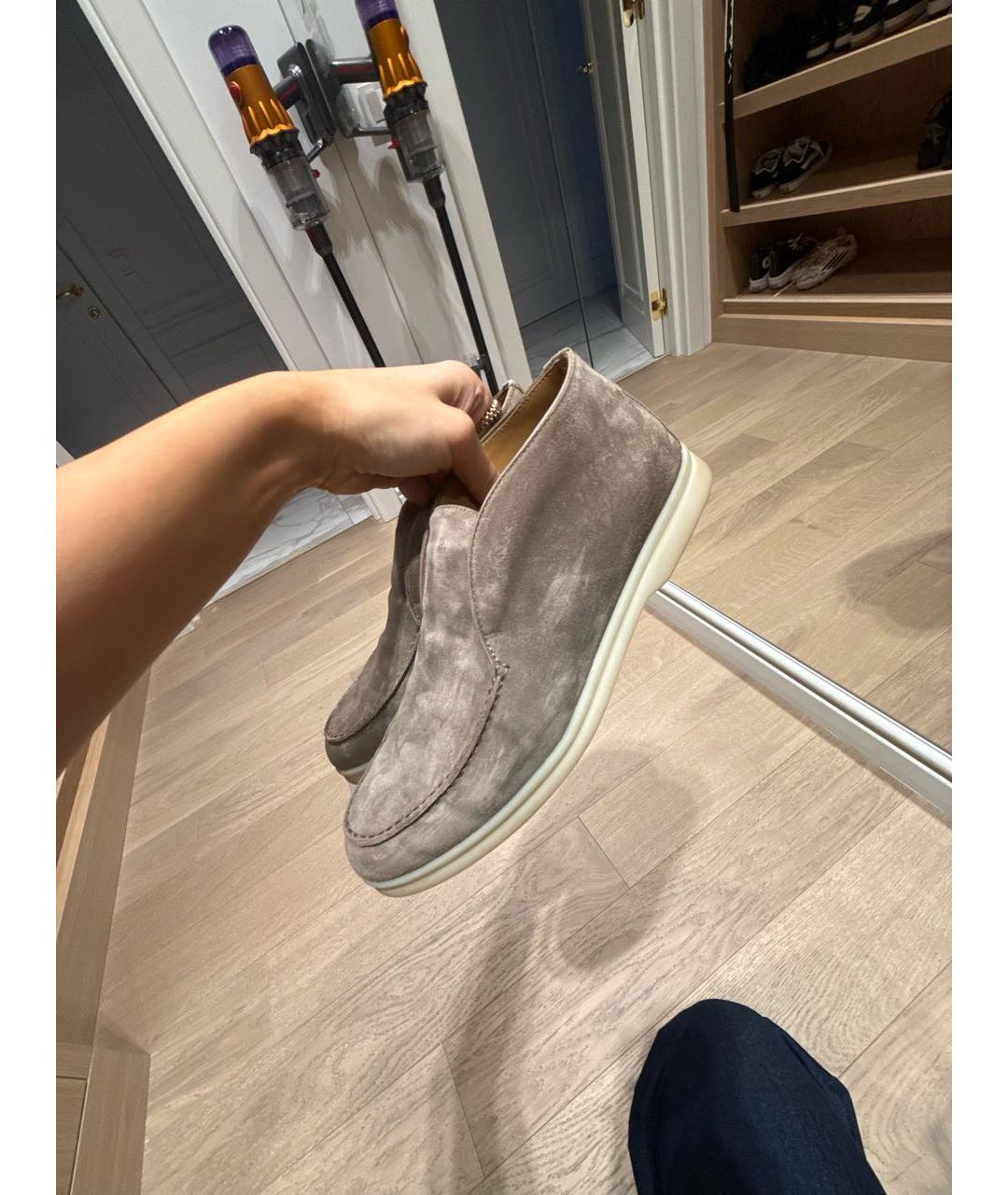 LORO PIANA Коричневые замшевые лоферы, фото 7