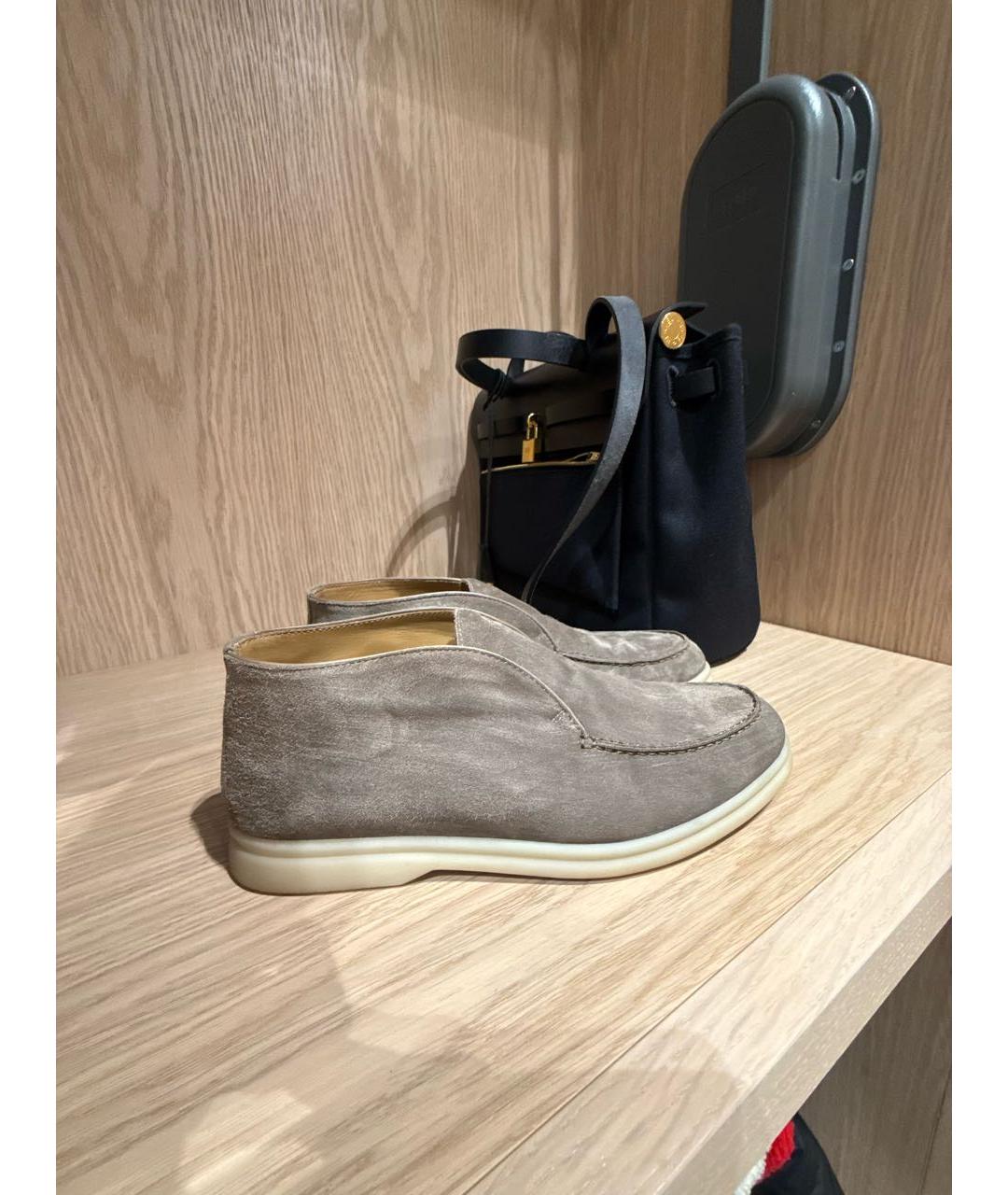 LORO PIANA Коричневые замшевые лоферы, фото 8