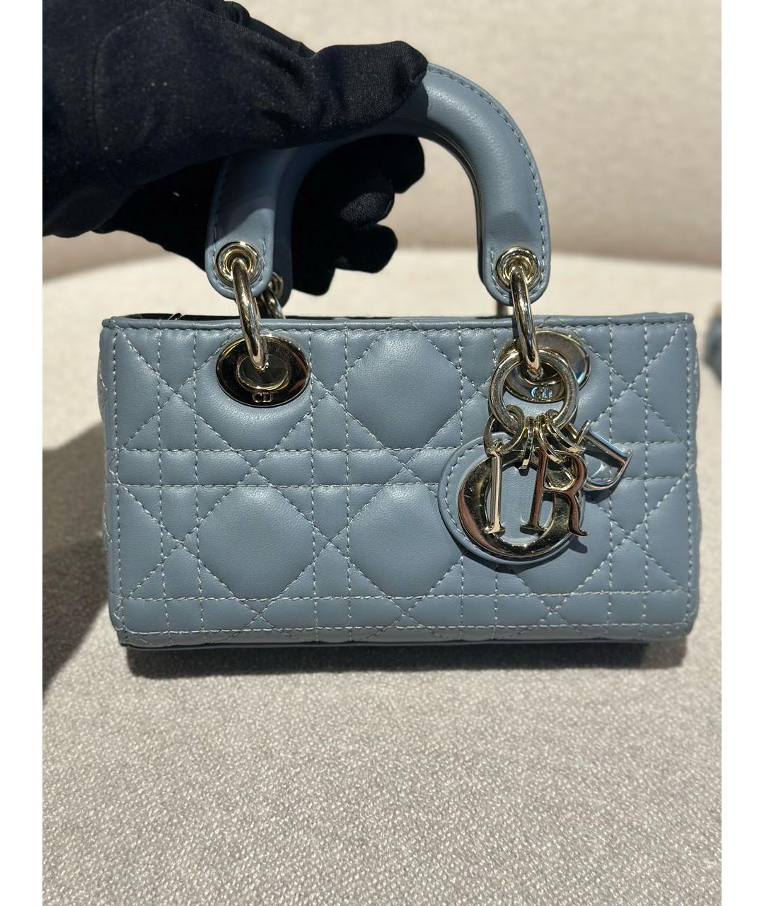 CHRISTIAN DIOR Голубая кожаная сумка через плечо, фото 2